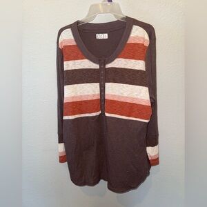 Maurices 24/7 Striped Knit Top with Snaps